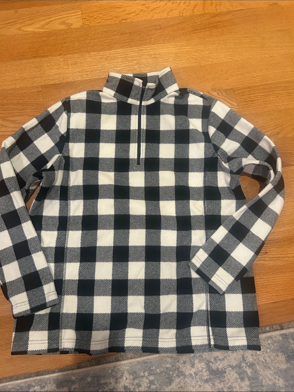 Lands' End women's Black  and White Check Half-Zip flannel